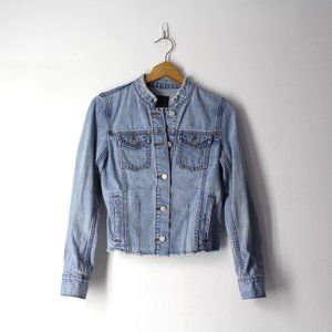 Banana Republic Jacket Sz XS women's button down Frayed Denim medium wash